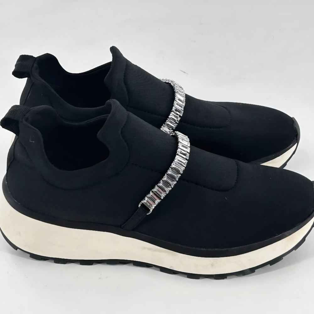 Nordstrom Rack Lisbon Sneakers 8 Black Jewel Embellished Glam Slip On Comfort